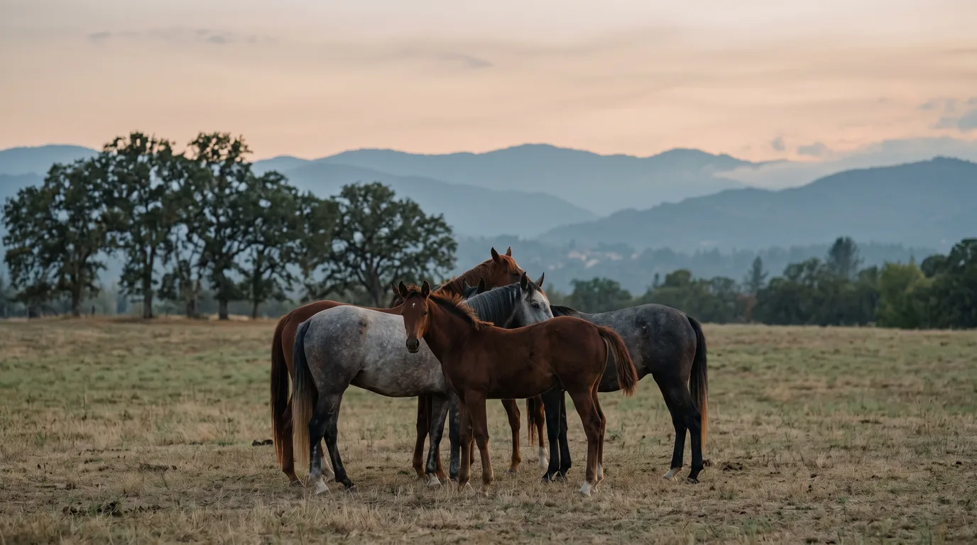 Chevaux en liberté, Les Écuries de Calanne, Ain